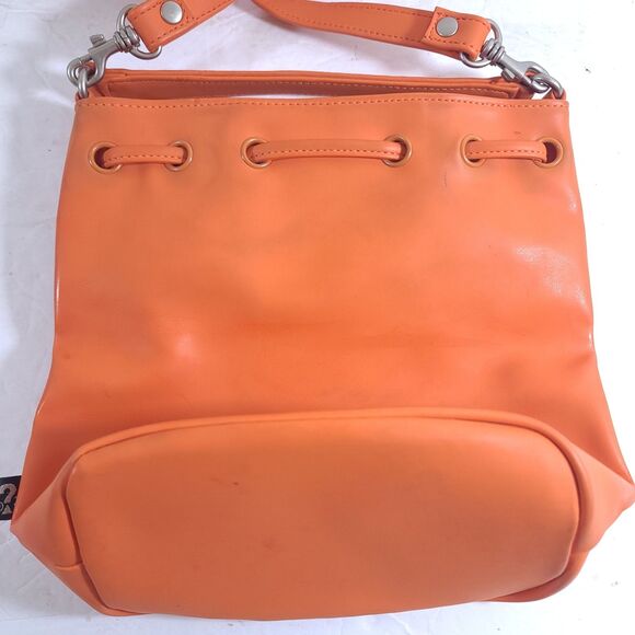 Guess Vintage Y2k Drawstring Closure Crossbady Bucket bag womans Orange Purse - Picture 4 of 15
